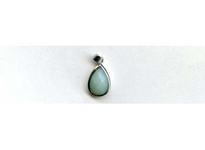 Amazonite 16x11 Faceted Pear Silver Pendant