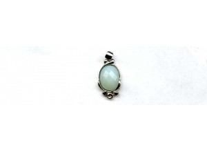 Amazonite 12x10 Faceted Oval Silver Pendant