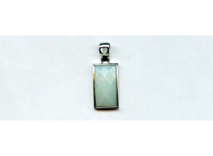 Amazonite 21x12 Faceted Rectangle Silver Pendant