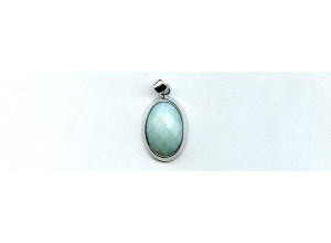 Amazonite 19x14 Faceted Oval Silver Pendant