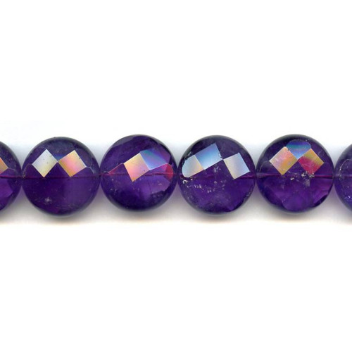 134-2373 Amethyst <br>22mm Faceted Coin