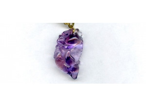 Amethyst 34x20 Carved Pendant