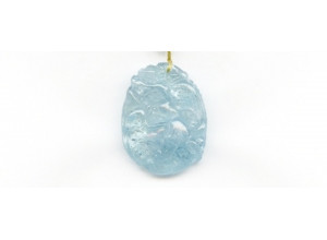 Aquamarine 34x27 Carved Pendant