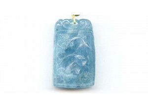 Aquamarine 47x30 Carved Pendant