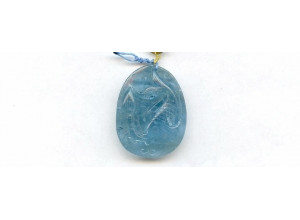 Aquamarine 30x24 Carved Pendant