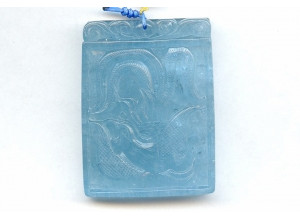 Aquamarine 58x45 Carved Pendant