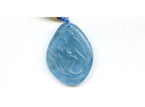 Aquamarine 43x33 Carved Pendant