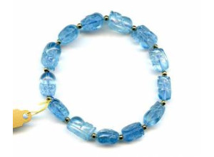 Aquamarine 8mm Carved Pichiu Bracelet