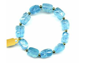 Aquamarine 10mm Carved Pichiu Bracelet