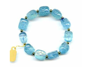 Aquamarine 11-12mm Carved Pichiu Bracelet