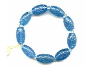 Aquamarine 12-13mm Carved Barrel Bracelet