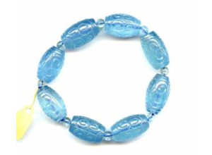 Aquamarine 13mm Carved Barrel Bracelet