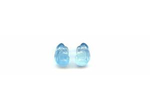 Aquamarine 14-15mm Carved Rabbit Pair