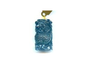 Aquamarine 35x20 Carved Cylinder Pendant