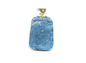 Aquamarine 40x29 Carved Pendant