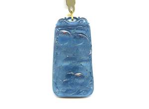 Aquamarine 54x28 Carved Pendant