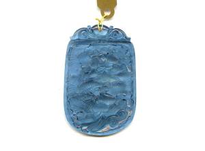 Aquamarine 53x36 Carved Pendant