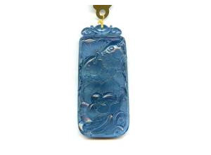 Aquamarine 52x25 Carved Pendant