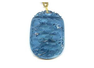 Aquamarine 52x38 Carved Pendant