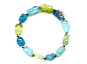 Aquamarine 9-12mm Carved Pichiu Bracelet