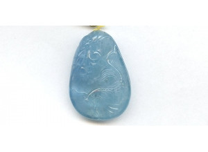 Aquamarine 42x30 Carved Pendant