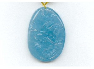 Aquamarine 58x40 Carved Pendant