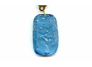 Aquamarine 44x28 Carved Pendant