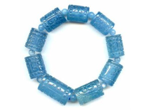 Aquamarine 14-17mm Carved Tube Bracelet