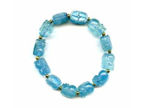 Aquamarine 8-9mm Carved Pichiu Bracelet