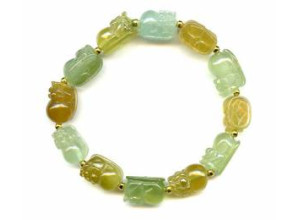 Aquamarine 10mm Carved Pichiu Bracelet