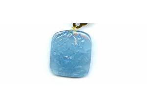 Aquamarine 30x28 Carved Pendant