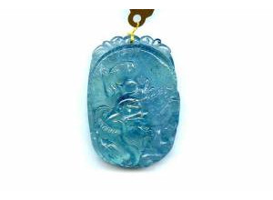 Aquamarine 48x34 Carved Pendant