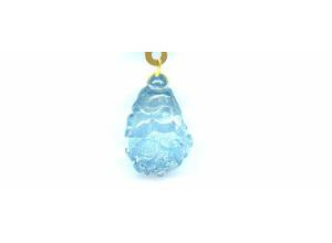 Aquamarine 31x22 Carved Drop Pendant