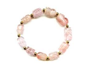 Pink Aquamarine 9-11mm Carved Pichiu Bracelet