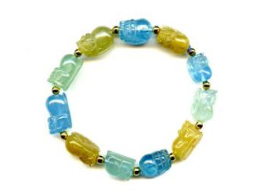 Aquamarine 9-11mm Carved Pichiu Bracelet