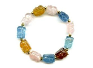 Aquamarine 10-12mm Carved Pichiu Bracelet