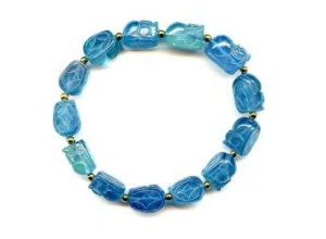 Aquamarine 9-10mm Carved Pichiu Bracelet