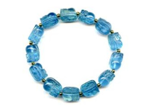 Aquamarine 9-10mm Carved Pichiu Bracelet