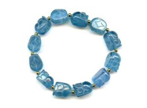 Aquamarine 10-11mm Carved Pichiu Bracelet