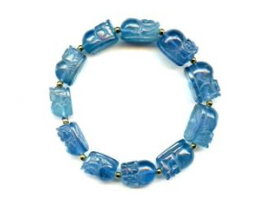 Aquamarine 10-11mm Carved Pichiu Bracelet