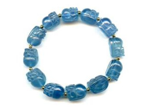 Aquamarine 10-12mm Carved Pichiu Bracelet