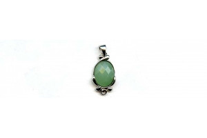 Aventurine 21x12 Faceted Oval Silver Pendant