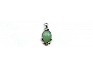 Aventurine 21x12 Faceted Oval Silver Pendant