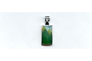 Aventurine 21x12 Faceted Rectangle Silver Pendant