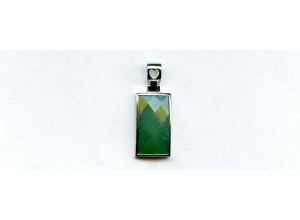 Aventurine 21x12 Faceted Rectangle Silver Pendant