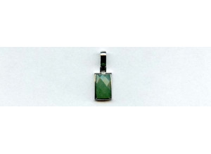 Aventurine 13x8 Faceted Rectangle Silver Pendant