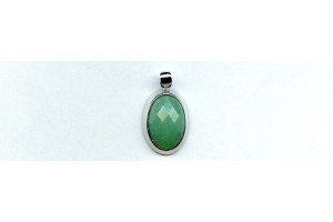 Aventurine 19x14 Faceted Oval Silver Pendant