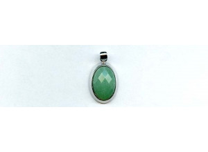 Aventurine 19x14 Faceted Oval Silver Pendant