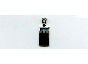 Black Onyx 21x12 Faceted Rectangle Silver Pendant