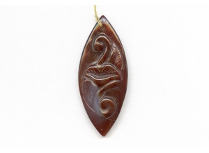 Blood Stone 58x24 Carved Pendant